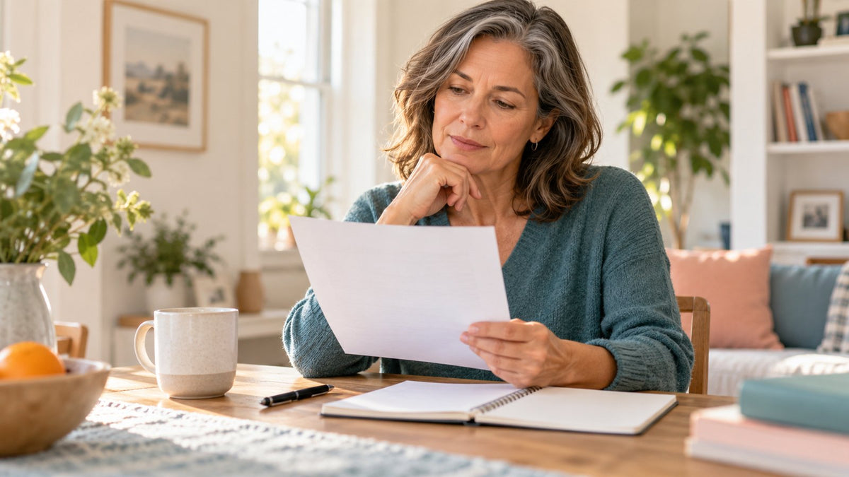 Woman reading notes while considering what a NAD blood test can show