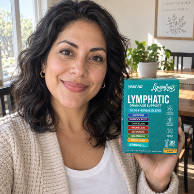 Customer holding Yesnap Lymphatic Support