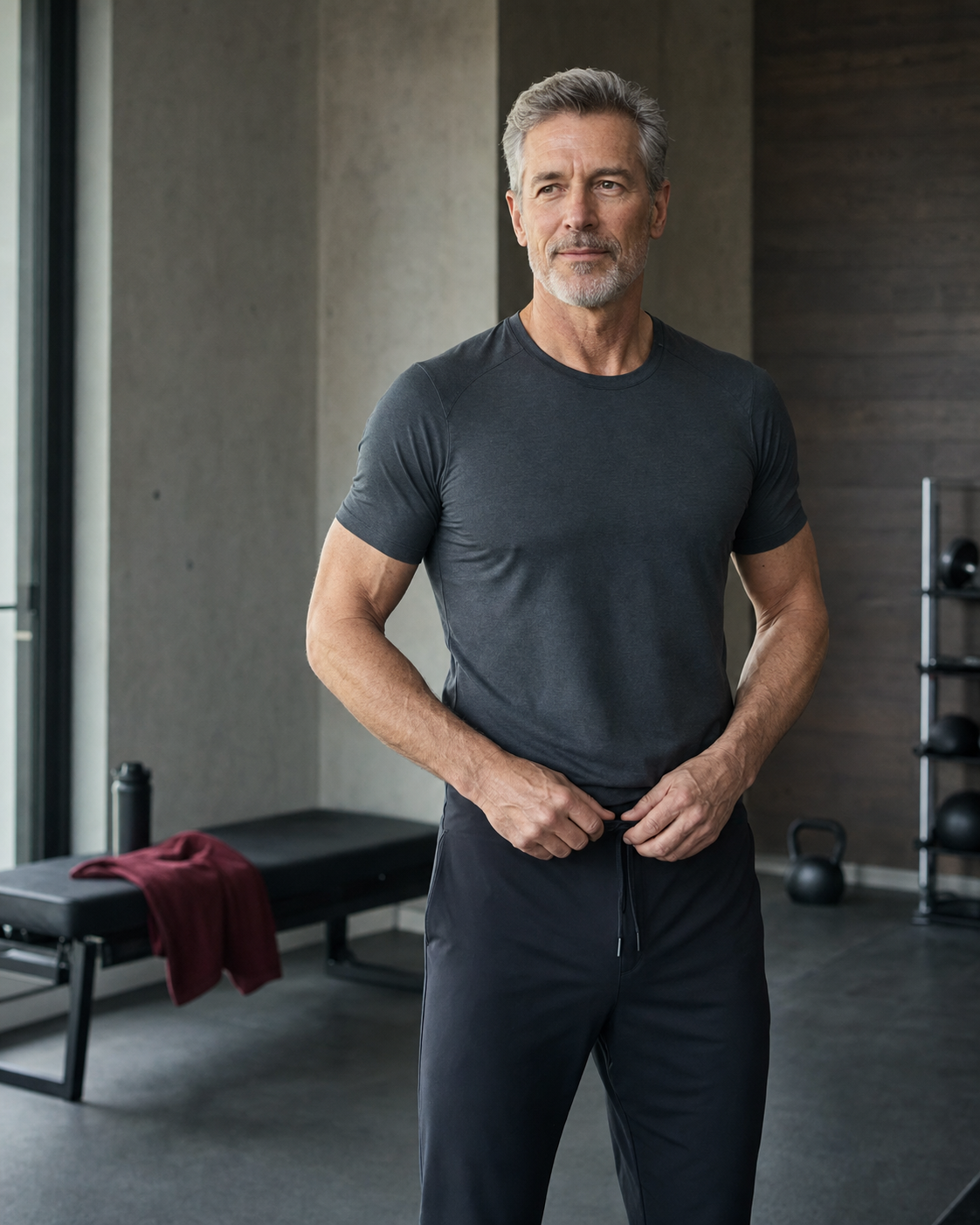 Fit man in his late fifties after a strength workout
